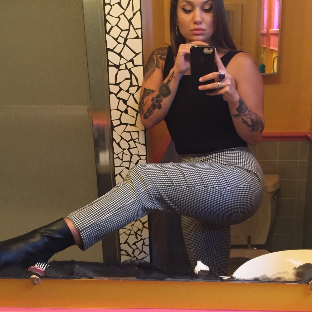 Cropped Gingham Pants